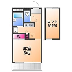 レオパレスGROWING 1Kの間取図画像