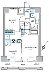 プレディアコート森下テラス 6階2LDKの間取り