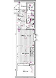 ガーラ・ヴィスタ新板橋 3階1DKの間取り