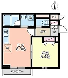 ルソイル 1DKの間取図画像