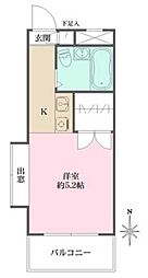 プレステージ東武練馬 7階ワンルームの間取り