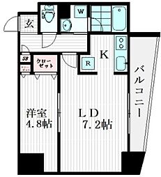 グランディール初台 2階1LDKの間取り