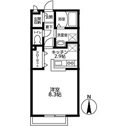 アルトピーノ 1階ワンルームの間取り