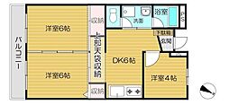 南浦和レジデンス 3DKの間取図画像