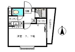 デアライン別府 1Kの間取図画像