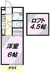 西武池袋線 所沢駅 徒歩11分の賃貸アパート 1階1Kの間取り