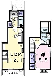 アンジュ東原II 1階1LDKの間取り