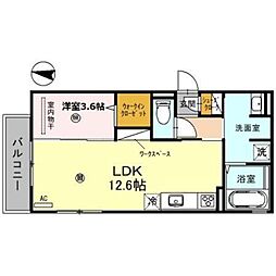 アルビネス田中町 3階1LDKの間取り