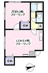 コーポ ルミナス 3階1LDKの間取り