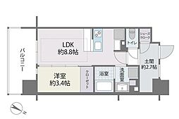 デュオフラッツ西新イースト 1LDKの間取図画像