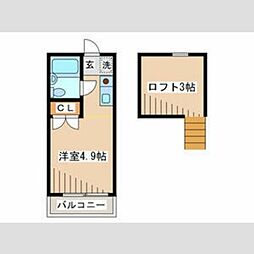 サンコートナカハラＩ 1階ワンルームの間取り