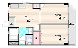 平和台マンション 2DKの間取図画像