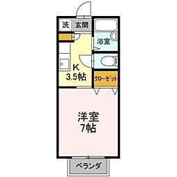 パセオ西府　壱番館 1階1Kの間取り