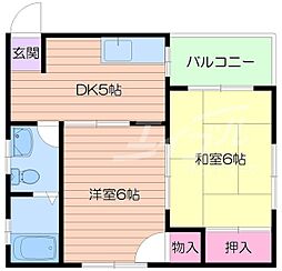 Osaka Metro谷町線 都島駅 徒歩12分の賃貸マンション 4階2DKの間取り