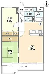 五反山ヒルズ 2LDKの間取図画像