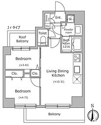 ドゥーエ南千住 6階2LDKの間取り