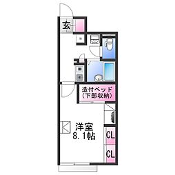 JR紀勢本線 宮前駅 徒歩20分の賃貸アパート 1階1Kの間取り