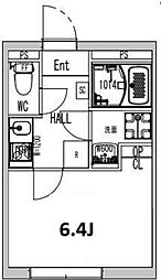 ピュセル王子神谷 5階1Kの間取り