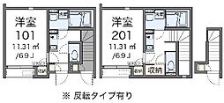 エルムポッケ 1Kの間取図画像