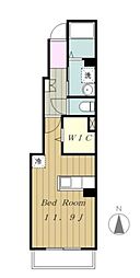 サン・ミルキII 1階1Kの間取り