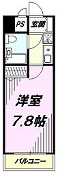 JR中央線 西八王子駅 徒歩9分の賃貸マンション 7階1Kの間取り