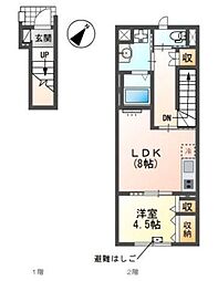 仮)日野市落川アパート新築工事 1LDKの間取図画像