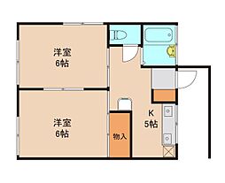 ドリームハウス佐藤 1階2Kの間取り