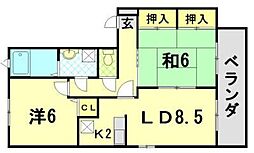 ツイン'93B 2LDKの間取図画像