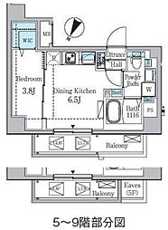 プライムブリス門前仲町 1DKの間取図画像