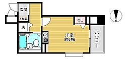 ムサシノコート浅草橋 6階ワンルームの間取り