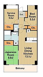 アルデールマンション 4階3LDKの間取り