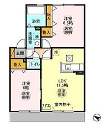 リビングタウンみずきB 2LDKの間取図画像