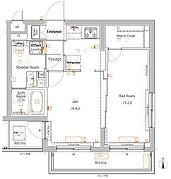 XEBEC八幡山 3階1LDKの間取り