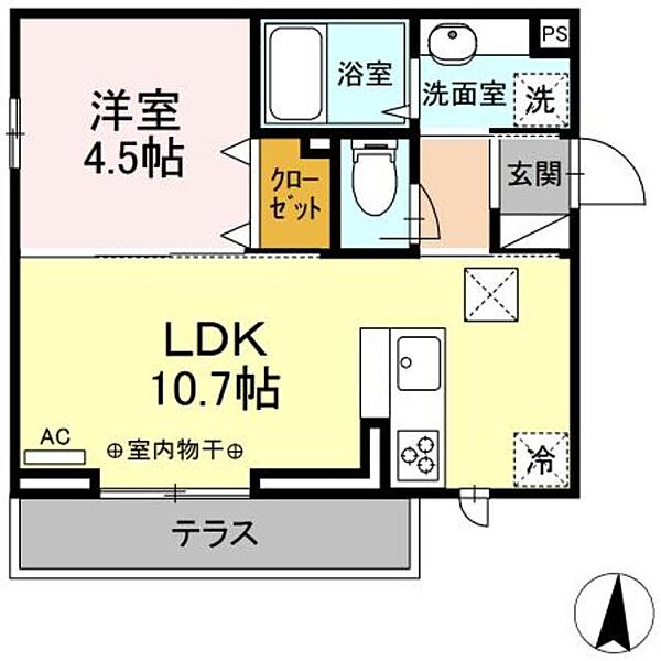 アビタシオン中央林間 301｜神奈川県大和市中央林間４丁目(賃貸アパート1LDK・3階・35.36㎡)の写真 その2