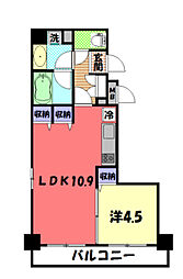 ダイナシティ八王子 7階1LDKの間取り