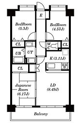 ラフィネ立川 7階3LDKの間取り