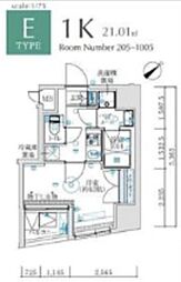 MAXIV国立矢川 1Kの間取図画像