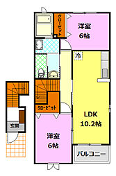 グランド・エース 2階2LDKの間取り