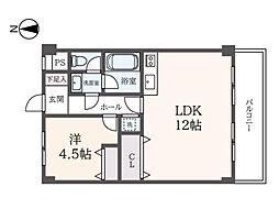 オクチュープル 1LDKの間取図画像