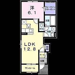 ジェルメ 1LDKの間取図画像