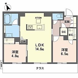 シャーメゾン　ワイズベル 1階2LDKの間取り