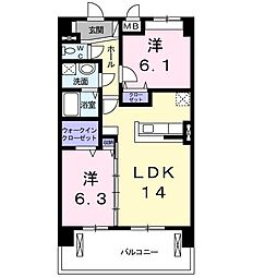 ラ・ルーチェ司 2LDKの間取図画像