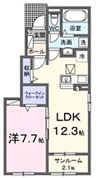 メゾン壱番館 1階1LDKの間取り