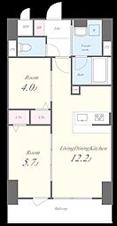Ｅｖｅｒｇａｒｄｅｎ 13階2LDKの間取り
