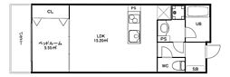 EVERA若宮町 1LDKの間取図画像