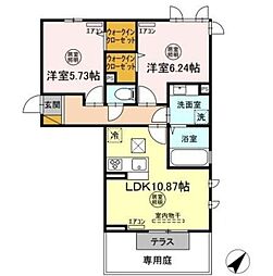 TORISIA N 1階2LDKの間取り