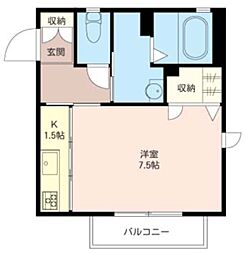 JR京浜東北・根岸線 川口駅 徒歩12分の賃貸アパート 2階1Kの間取り
