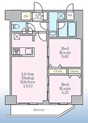 S-RESIDENCE板橋大山clair 2LDKの間取図画像