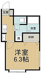 ファイン聖蹟 2階1Kの間取り