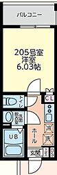 フルセイル中山II 1Kの間取図画像